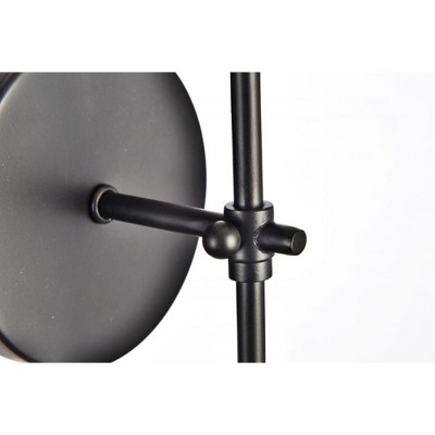 Mel Black Metal Dimmable Wall Sconce with Fabric Shade