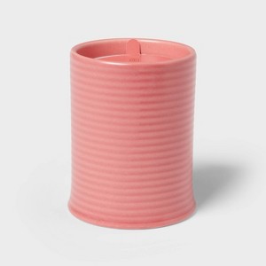 14oz Ceramic Ribbed Jar Candle Fresh Strawberry and Hibiscus - Threshold™ - 1 of 4