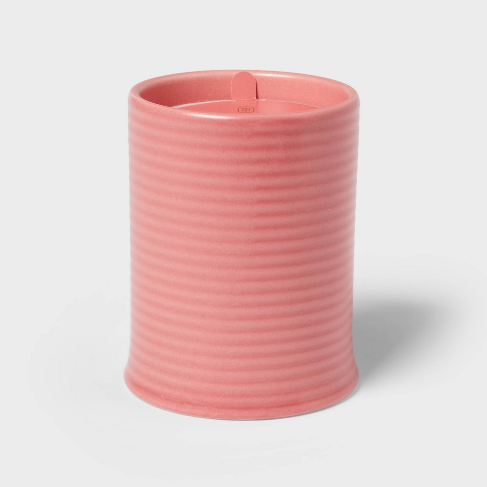 14oz Ceramic Ribbed Jar Candle Fresh Strawberry and Hibiscus - Threshold™