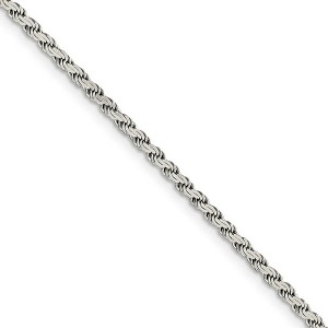 Black Bow Jewelry 2.25mm Sterling Silver Solid Flat Rope Chain Necklace - 1 of 4