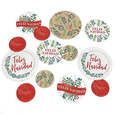 Big Dot of Happiness Feliz Navidad - Holiday and Spanish Christmas Party Giant Circle Confetti - Party Decorations - Large Confetti 27 Count