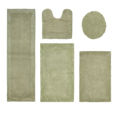 Edge Bath Rug 100% Premium Cotton Ultra-Soft Water Absorbent Tufted Solid Reversible 5 Piece Bathroom Rug Set for Machine Washable Bathmat