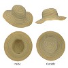 Womens Wide Brim Straw Embellished Floppy Hat, Stylish UV Sun Protection Beach Travel Hats - Tirrinia - 3 of 4