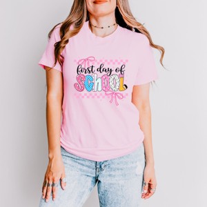 Simply Sage Market First Day Of School Checker Border Short Sleeve Tee - 1 of 4