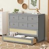 Polibi Full‑Size Murphy Bed with Rattan Front & Hidden Drawer Storage - 2 of 4