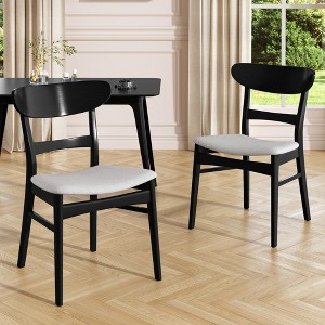 GDFStudio Isador Mid Century Modern Fabric Upholstered Wood Dining Chairs (Set of 2) - 1 of 4