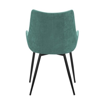 Teal High-Back Upholstered Arm Chair with Gold Metal Legs