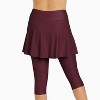 Calypsa Women's Plus Size Chlorine Resistant High Waisted Flared Swim Skort With Attached Capri Leggings - 2 of 3