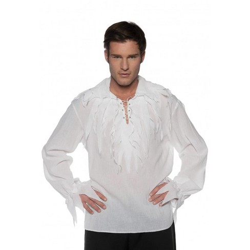 White Long Sleeve Pirate Shirt With Ruffles
