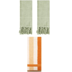 REGALWOVEN 3 Packs Cotton Absorbent Soft Decorative Bathroom Hand Towel Set - 1 of 4