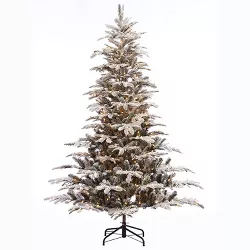 6.5ft Puleo Pre-Lit Flocked Aspen Fir Artificial Christmas Tree Clear Lights