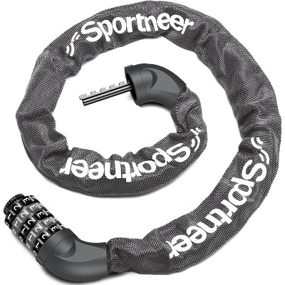 Sportneer Bike Lock: 5 Digit Combination High Security Anti Theft Bike Chain Lock - 3.2/3.6/4ft Heavy Duty Keyless Bicycle Lock for Bike