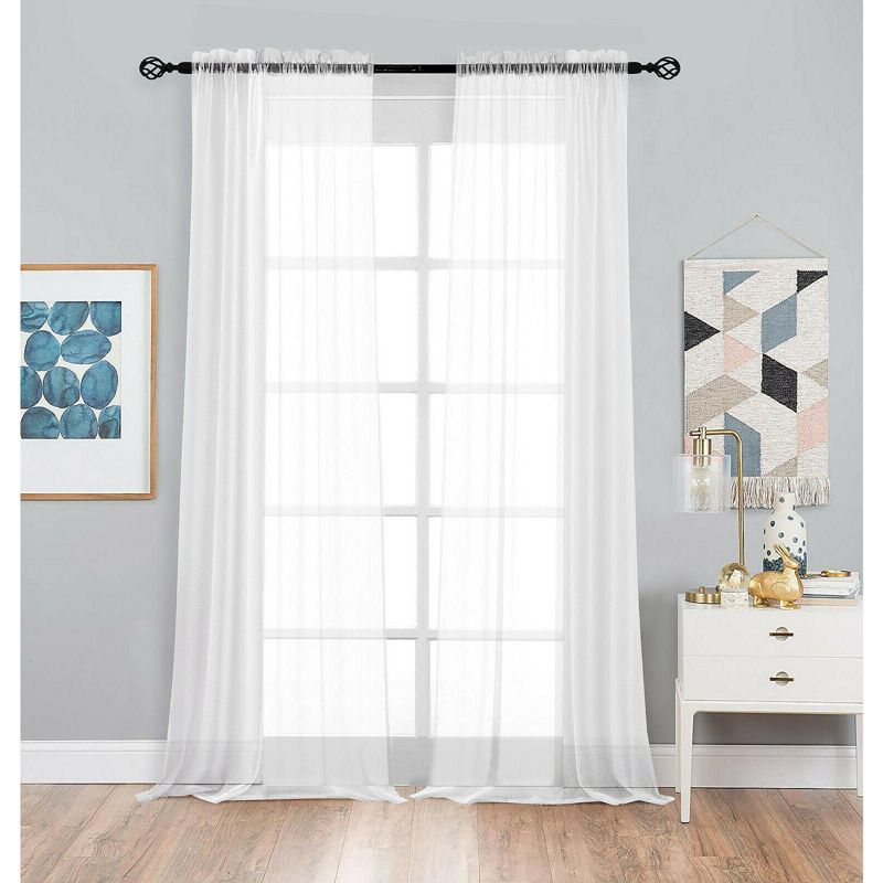 Designer Sheer Voile Rod Pocket Curtains For Small Windows, 1 of 4