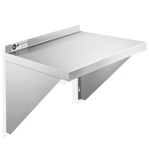 KUTLER Stainless Steel Shelf, NSF Commercial Wall Mount Shelves w/ Backsplash, Floating Metal Mounted Shelving for Restaurant, Kitchen, Home - 1 of 4