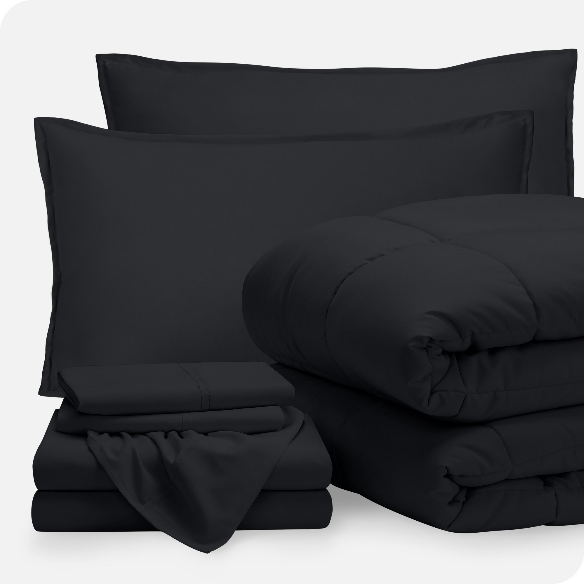 Ultra Soft Easy Care Bed in a Bag Comforter Set by Bare Home - Queen, Black - Black