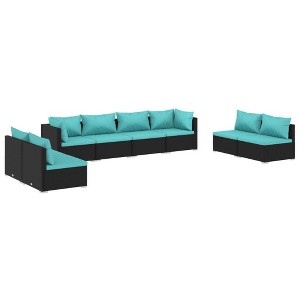vidaXL Garden Lounge Set Black PE rattan, powder-coated steel, plastic - 1 of 4