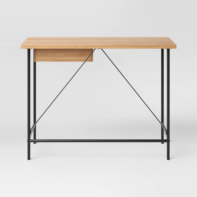 Wood and Metal Writing Desk with Storage - Room Essentials, 5 of 8