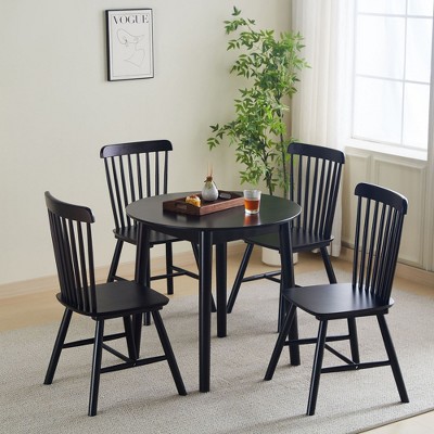 NicBex Round/Rectangular Dining Table for 4 Kitchen Table Solid Wood Dining Table for Dining Room, Small Space, Black