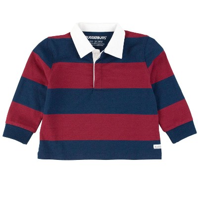 Ruggedbutts Boys Long Sleeve Rugby Polo - Dark Cherry & Navy Rugby ...