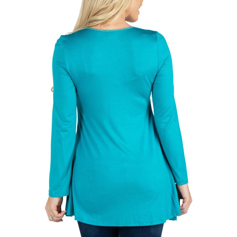 24seven Comfort Apparel Womens Long Sleeve Solid Color Swing Style Flared Tunic Top, 4 of 7