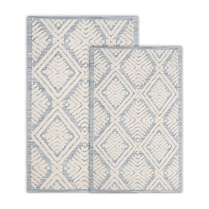 Diamond Trellis Boho Chic Textured Machine Washable Bath Rugs, Set of 2 by Blue Nile Mills - 1 of 4