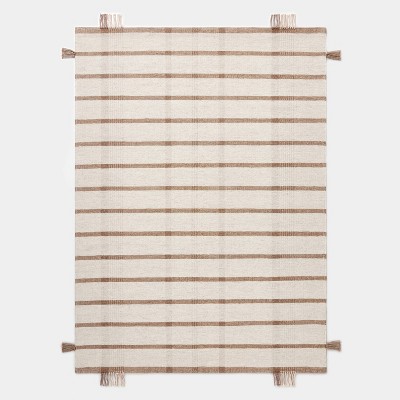 Handwoven Plaid Flat Weave Area Rug Cream/Brown - Threshold™ designed with Studio McGee