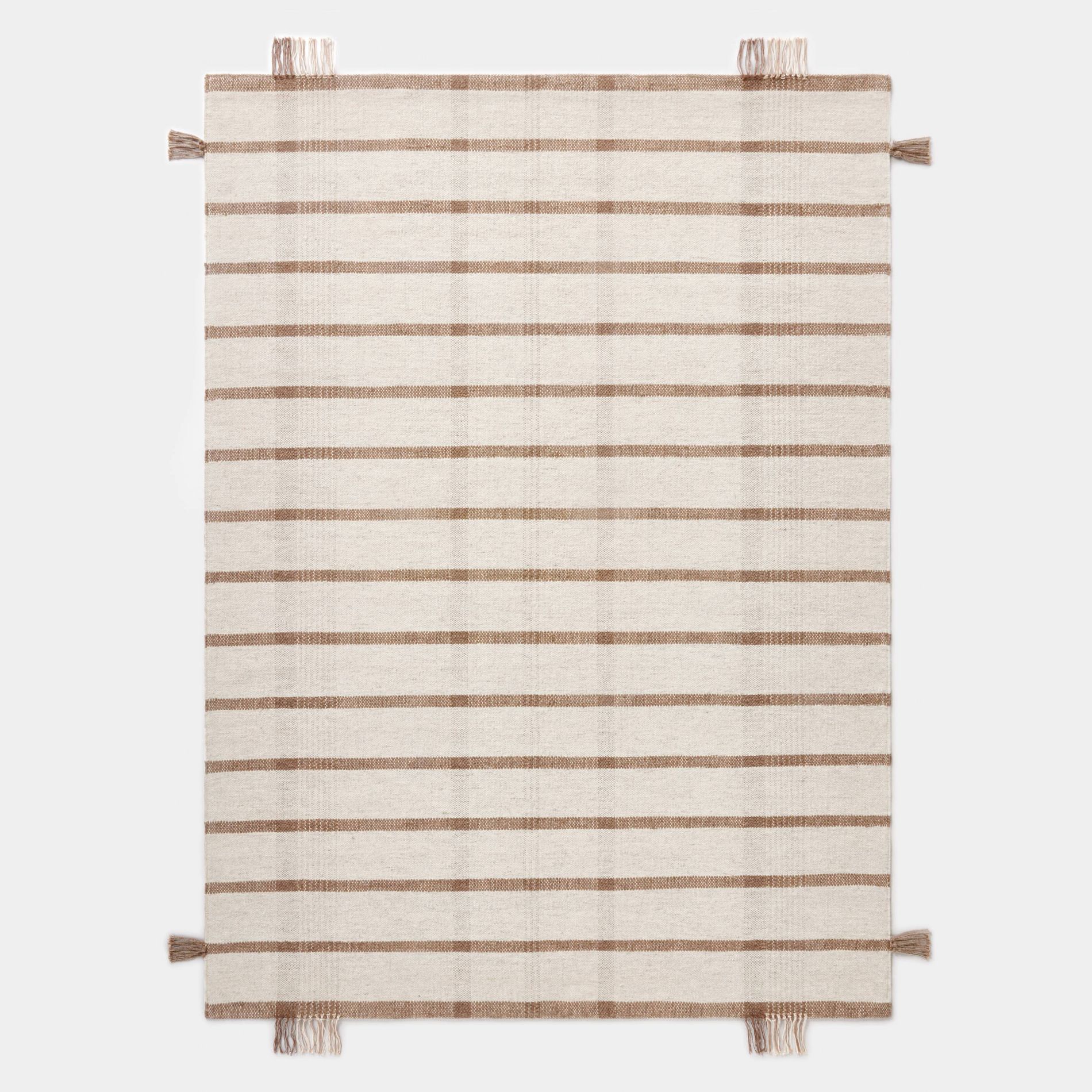 5'x7' Handwoven Plaid Flat Weave Area Rug Cream/Brown - Threshold™ designed with Studio McGee: Wool, Indoor, Stripe Pattern