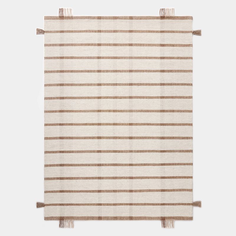 Handwoven Plaid Flat Weave Area Rug Cream/Brown - Threshold™ designed with Studio McGee, 1 of 6