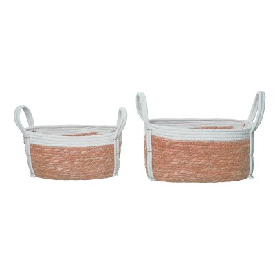 Transpac Natural Fiber 13.87 in. Multicolor Everyday Braided Nesting Baskets Accent Set of 2