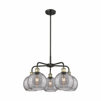 Athens Deco Swirl - 5 Light Stem Hung Chandelier In Industrial Style-15.38 Inches Tall and 26 Inches Wide