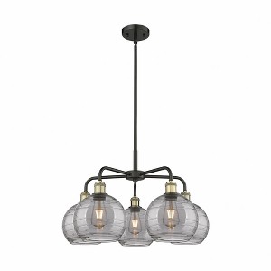 Athens Deco Swirl - 5 Light Stem Hung Chandelier In Industrial Style-15.38 Inches Tall and 26 Inches Wide - 1 of 1