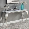 Glass and Stainless Steel Sofa Table with Cabriole-Style Legs and Beveled Tempered Glass Top - 4 of 4