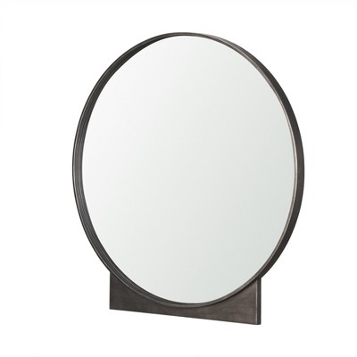 HomeRoots 38" Gunmetal Metal Round And Rectangle Framed Accent Mirror