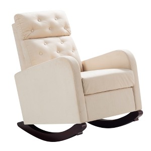 Dexmalle Nursery Rocking Chair with Rubber Wood Legs and Side Pocket - 1 of 4