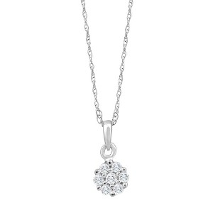 Pompeii3 Small Pave Real Diamond Pendant 10k White Gold 18" Women's Necklace - 1 of 4