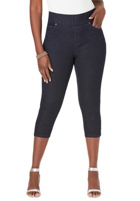 Jessica London Women's Plus Size Comfort Waist Capris, 14 - Indigo : Target