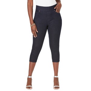 Jessica London Women's Plus Size Comfort Waist Stretch Denim Capris - 1 of 4