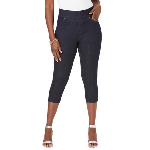 Jessica London Women's Plus Size Comfort Waist Capris - 16, Blue : Target