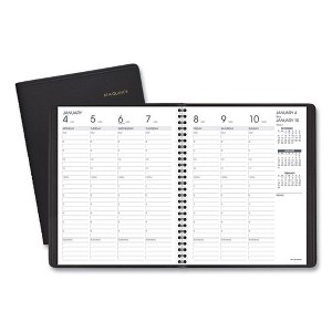 Weekly Vertical-Column Appointment Book Ruled for Hourly Appointments, 8.75 x 7, Black Cover, 13-Month: Jan 2025 to Jan 2026 - 1 of 4