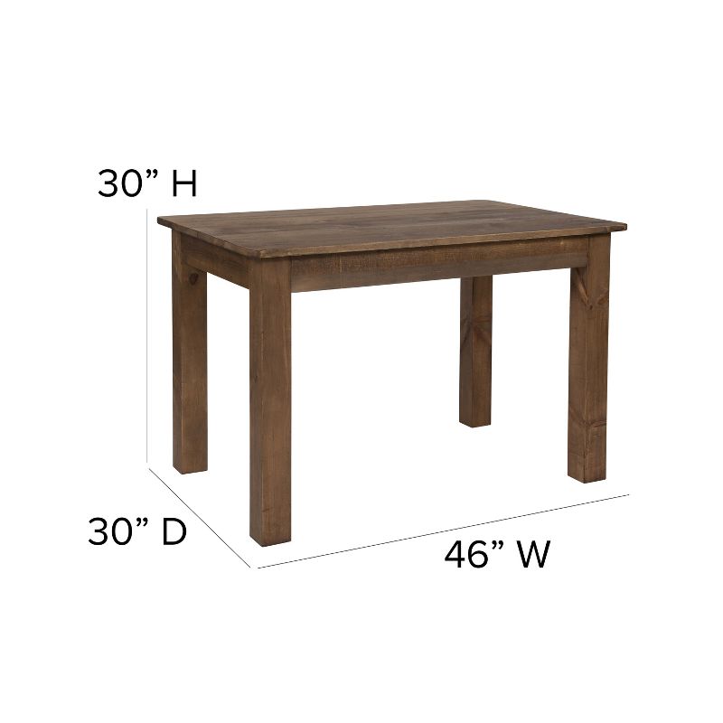 Emma and Oliver 46" x 30" Rectangular Antique Rustic Solid Pine Farm Dining Table, 6 of 12