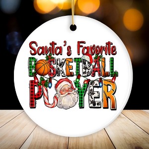 Santa’s Favorite Basketball Player Plaid Christmas Ornament, Athelete Gift| OrnamentallyYou - 1 of 4