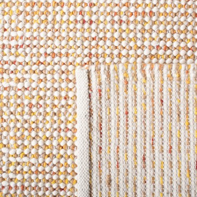 Ivory and Gold Handwoven Wool Runner Rug, 2'3" x 8'