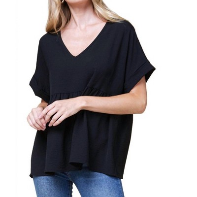 Women's Textured Babydoll Top - Plus Size - entro