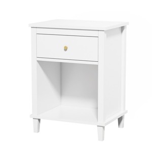 ChicFurnit Nightstands Wooden Bedside Table Night Stand with Drawer and Shelf Modern End Table for Bedroom Storage, White, 19.7"*15"*26.8" - 1 of 4