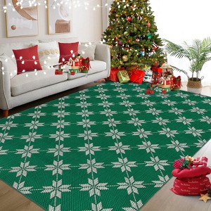 Garvee Christmas Area Rug Entryway Runner  Rug Machine Washable Rugs Vintage Living Room Rugs Low Pile Carpet Red/Green Xmas Non-Slip Rug for Bedroom - 1 of 4