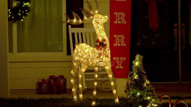 Best Choice Products 5ft Pre-Lit Reindeer Yard Christmas Decoration, Gold Holiday Deer w/ 150 Lights, Stakes, Zip Ties, 2 of 9, play video
