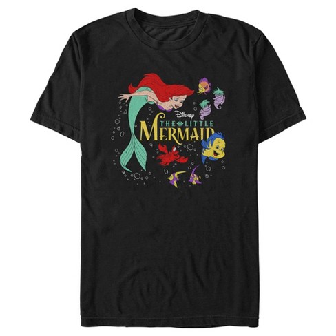 Men's The Little Mermaid Distressed Movie Logo T-shirt - Black - 3x ...