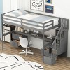 Streamdale Twin Size Loft Bed Frame with Built-in Desk and Double Storage Drawers,Gray - 4 of 4