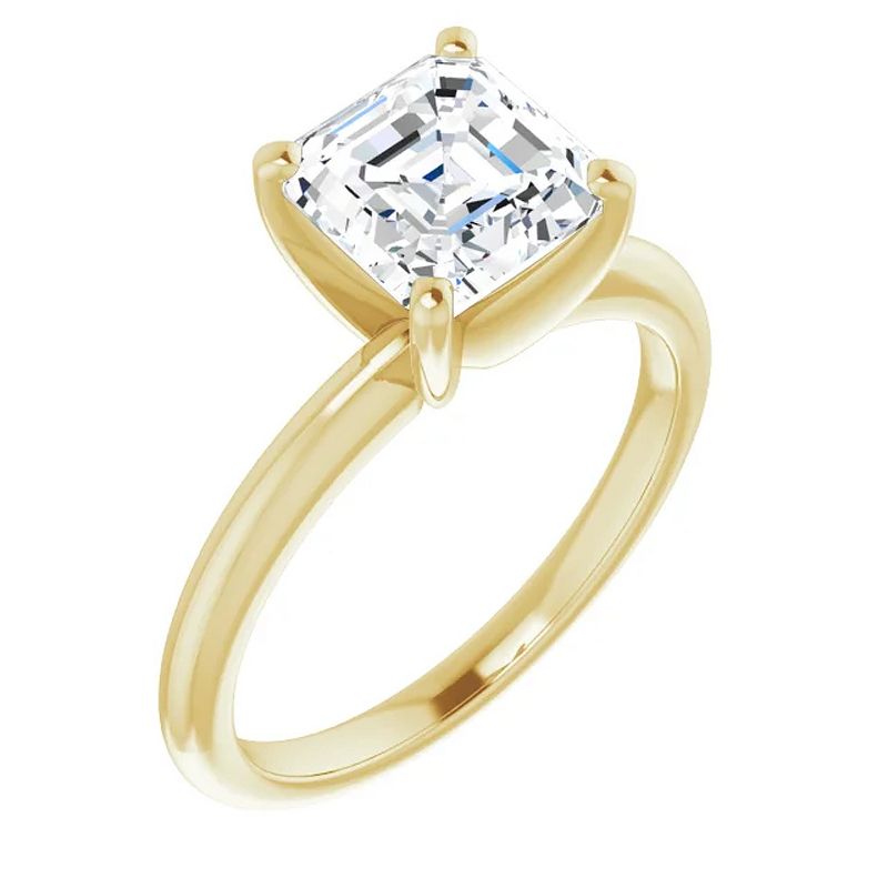Pompeii3 4Ct Asscher Solitaire Moissanite Engagement Ring in White Yellow or Rose Gold, 1 of 3