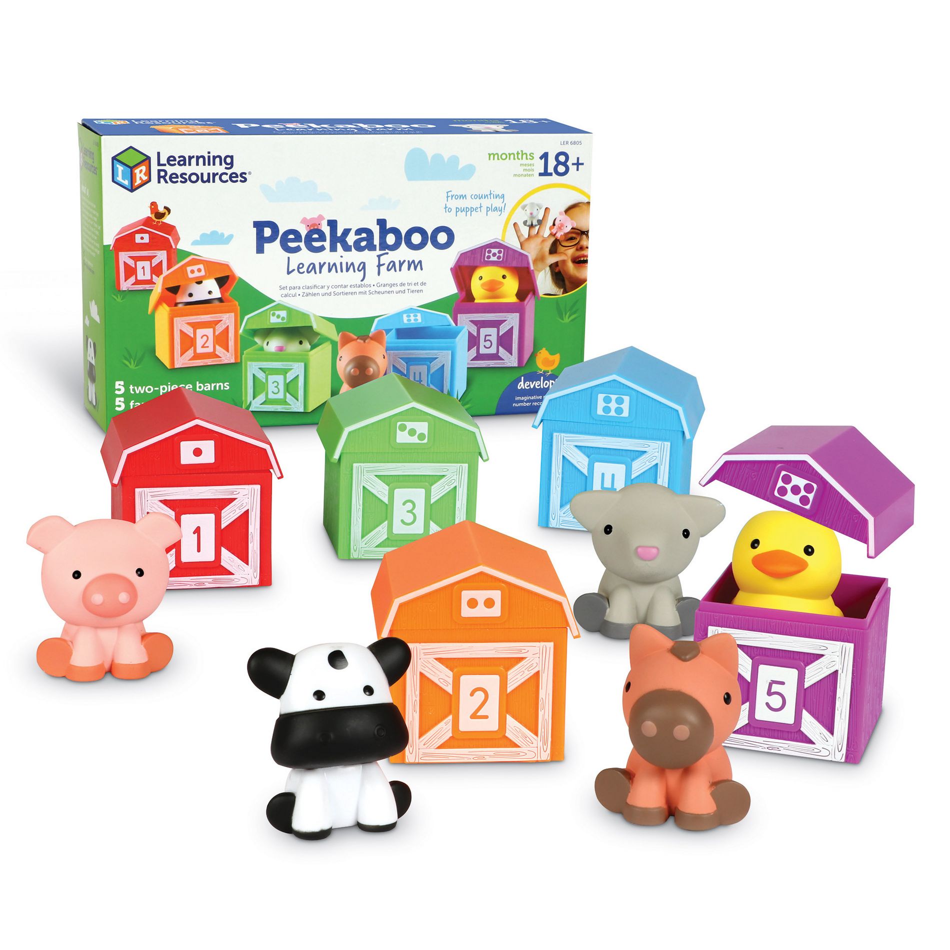 Learning Resources Peekaboo Learning Farm: Educational Baby & Toddler Math Toys, 10-Piece Set